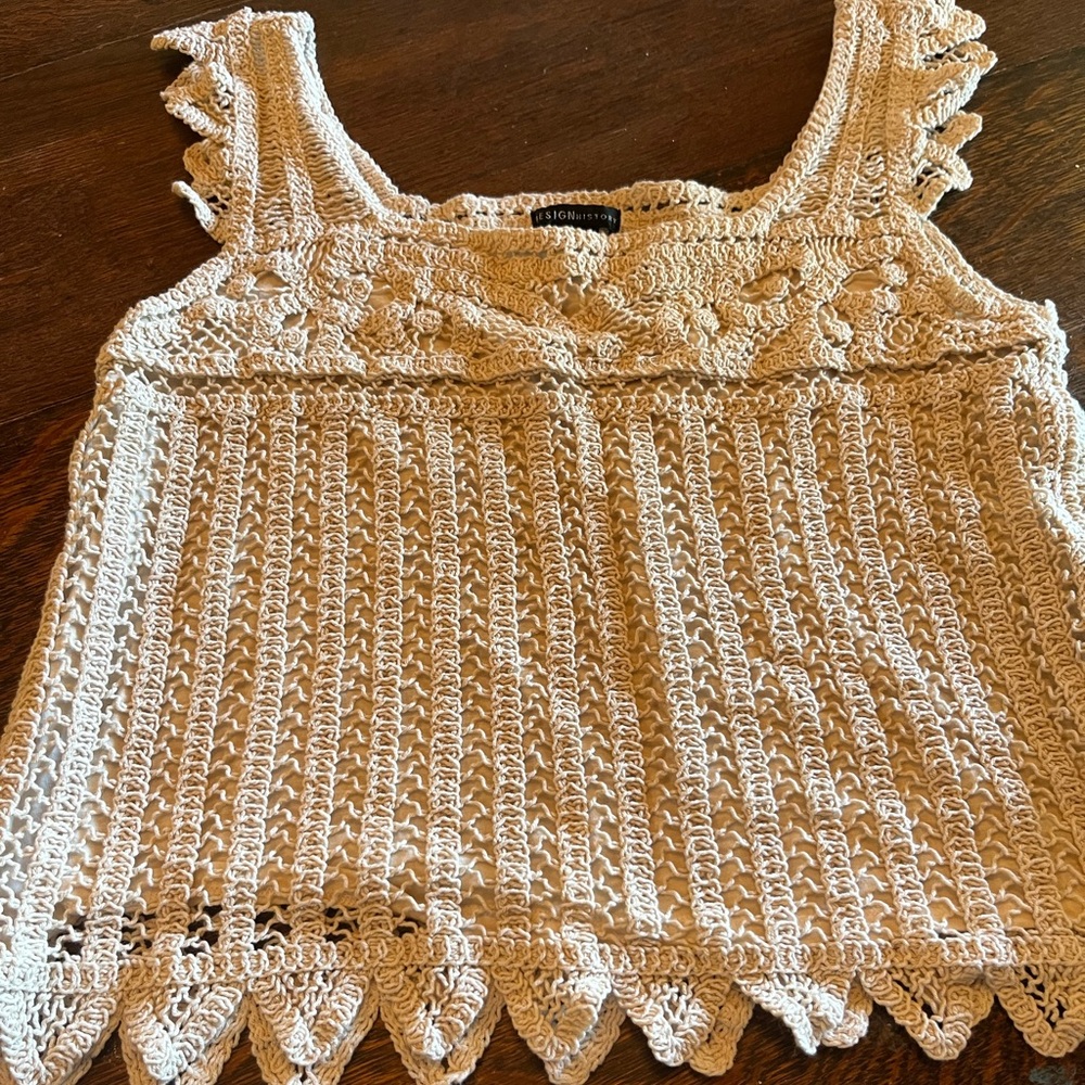 Design History Cream Crochet Tank Top